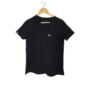 Figs Technical Collection Black V-Neck Scrub Top Women Size Small